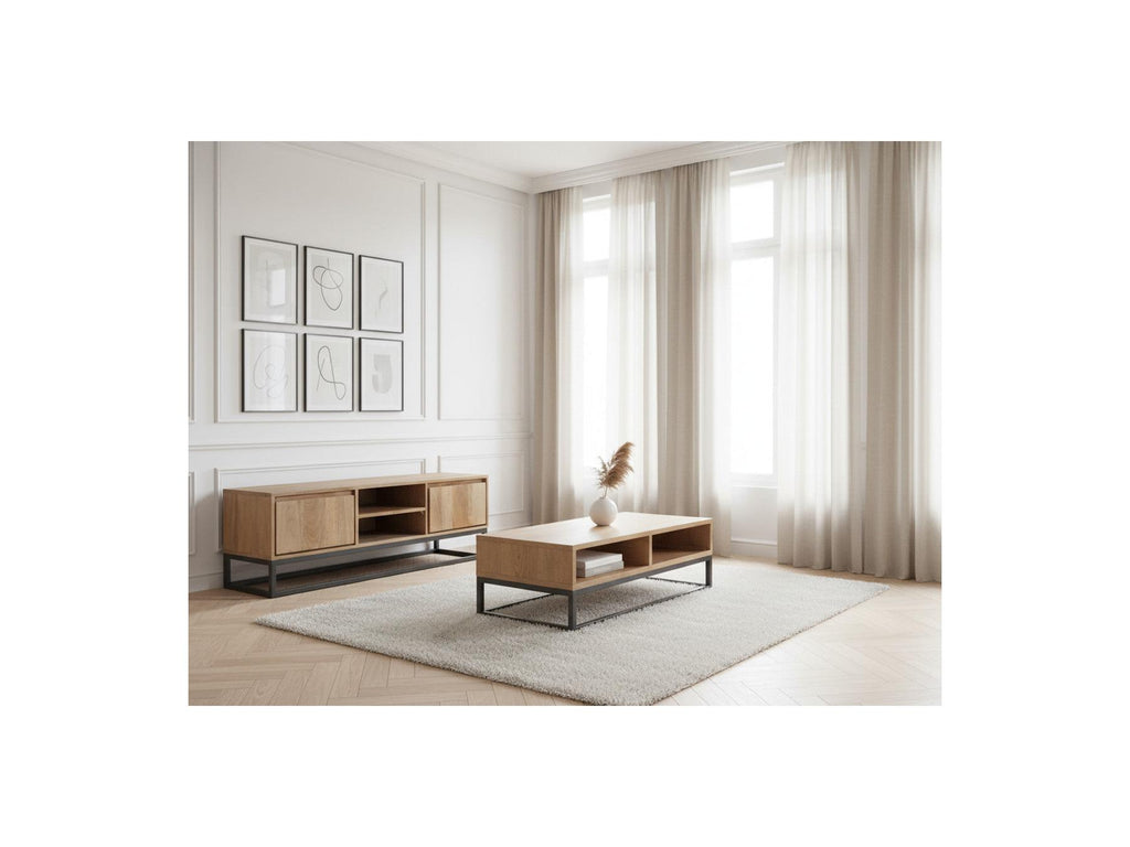 Bergerac - Ensemble Avec Meuble + Table Basse En Bois Massif De Manguier
