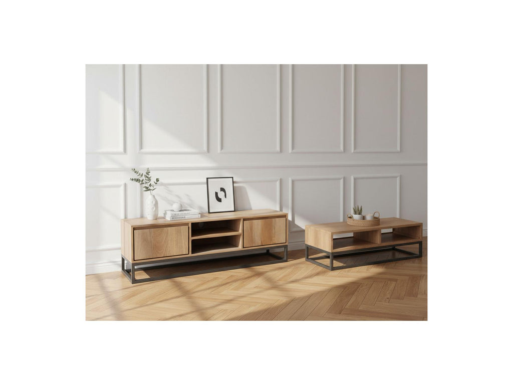Bergerac - Ensemble Avec Meuble + Table Basse En Bois Massif De Manguier