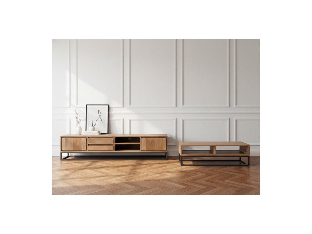 Bergerac - Ensemble Avec Meuble + Table Basse En Bois Massif De Manguier