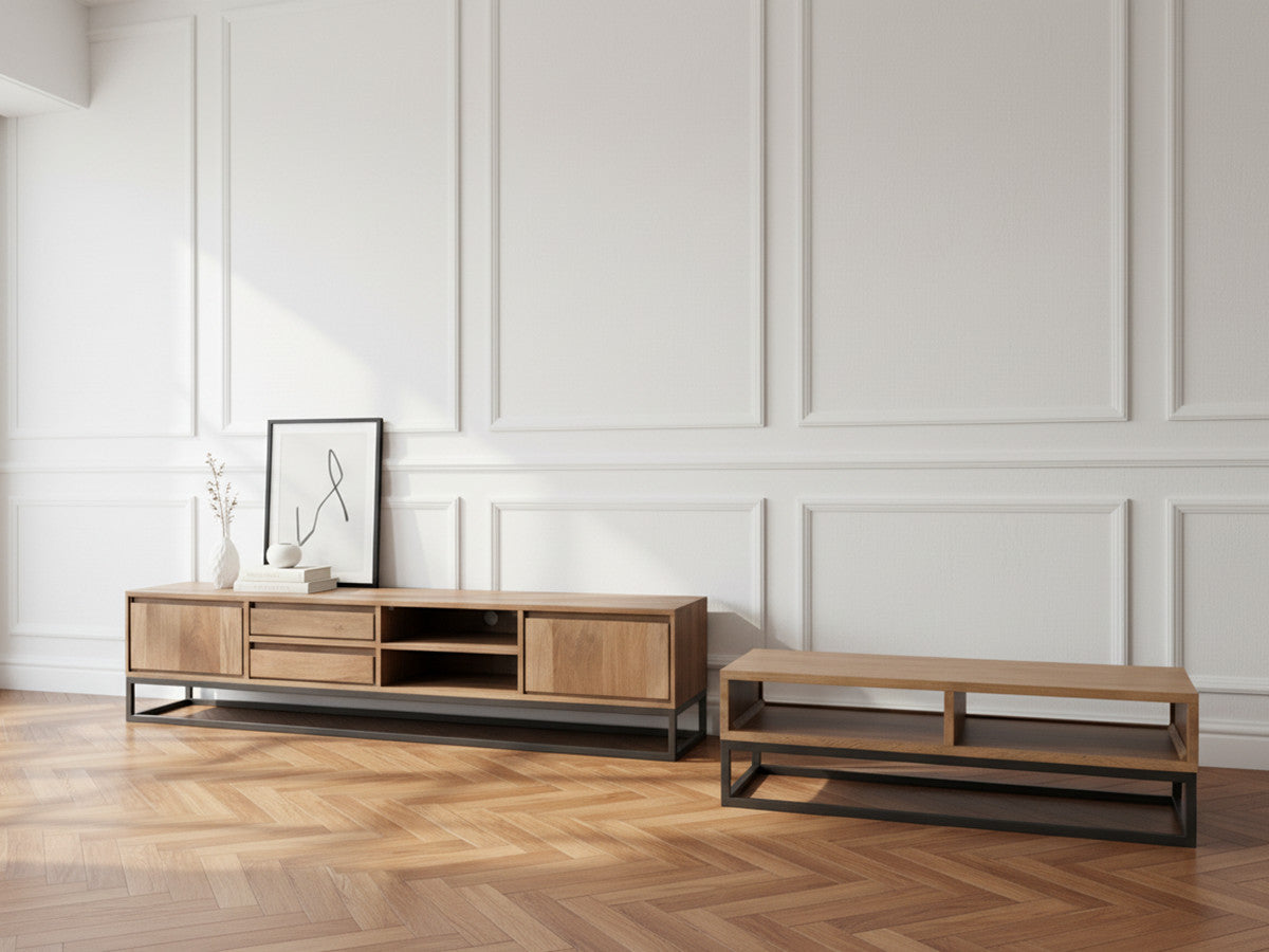 Bergerac - Ensemble Avec Meuble + Table Basse En Bois Massif De Manguier