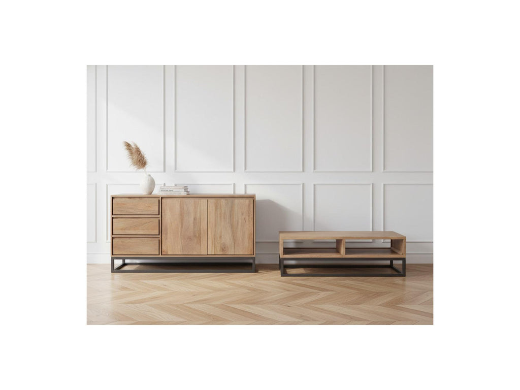 Bergerac - Ensemble Avec Buffet 150 Cm + Table Basse Bois Massif De Manguier