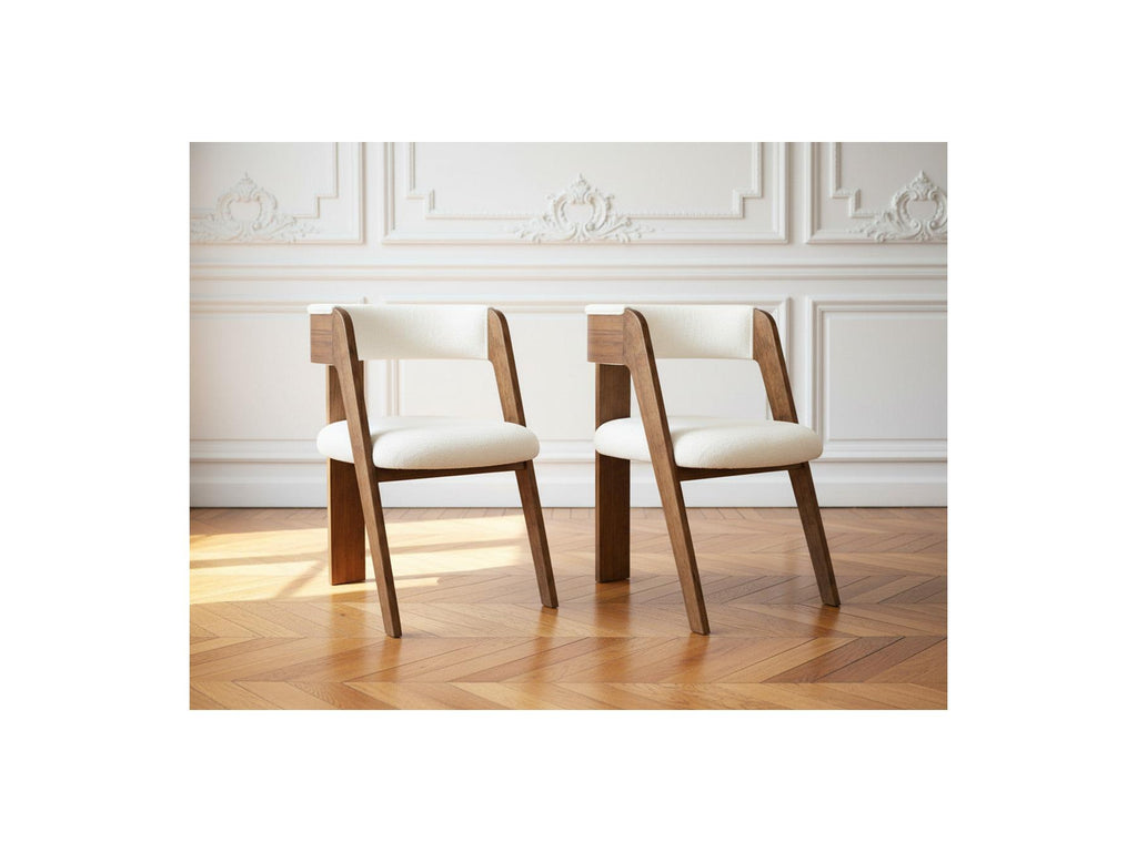 Borely - Set Of 2 Chairs - Solid Oak Veneer And Bouclé Fabric
