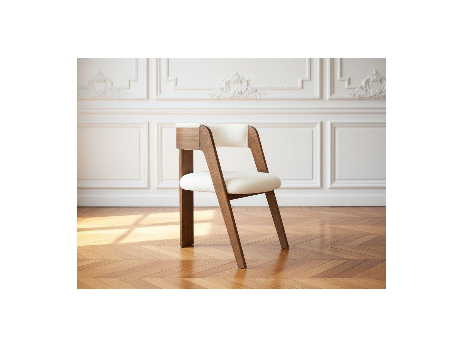 Borely - Set Of 2 Chairs - Solid Oak Veneer And Bouclé Fabric