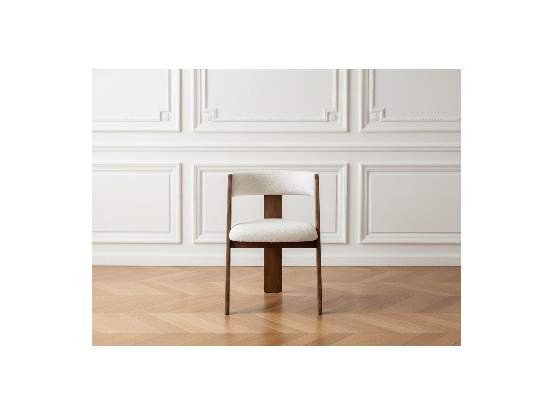 Borely - Set Of 2 Chairs - Solid Oak Veneer And Bouclé Fabric