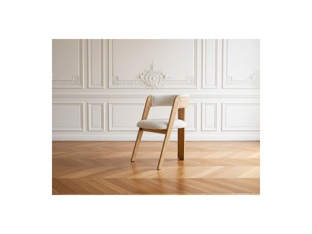 Borely - Set Of 2 Chairs - Solid Oak Veneer And Bouclé Fabric
