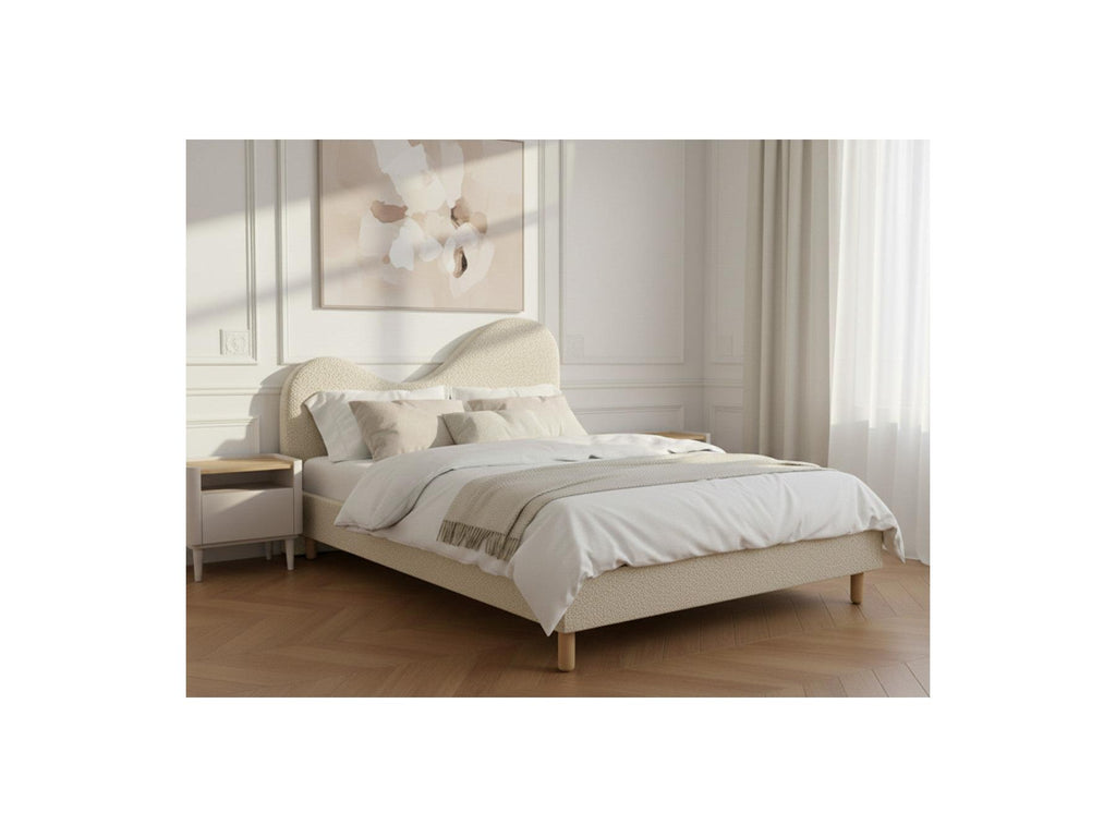 Celina - Bed - Bouclé Fabric with Solid Slats
