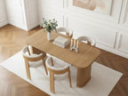 Cassis - Ensemble Avec Console Extensible 43 À 187 Cm + 4 Chaises Borely - Placage Chêne Massif Et Tissu Bouclette