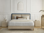 Mara - Bed with Solid Slats - Two-Tone Textured Fabric
