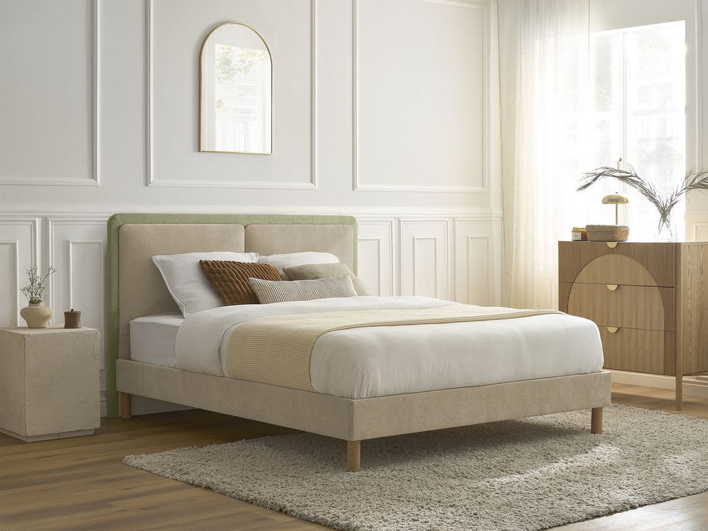 Mara - Bed with Solid Slats - Two-Tone Textured Fabric