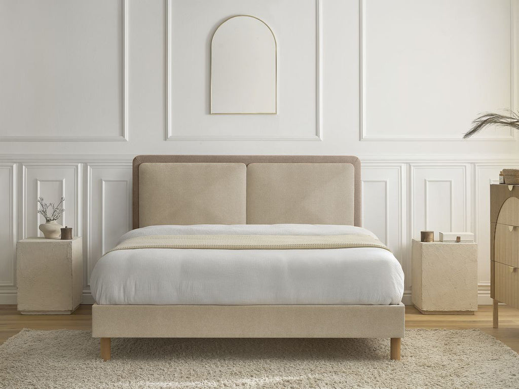 Mara - Bed with Solid Slats - Two-Tone Textured Fabric