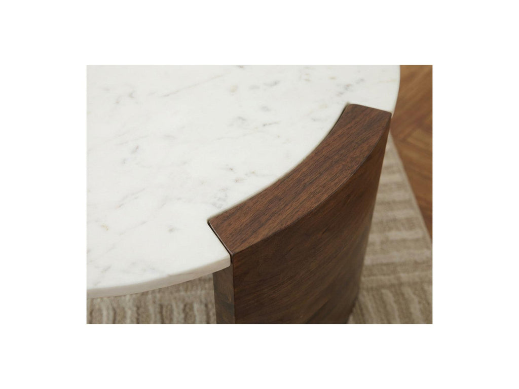 Torvi - Torvi Oval Coffee Table Marble Top And Solid Mango Wood Legs