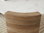 Torvi - Mesa de centro ovalada Torvi con tablero de mármol y patas de madera maciza de acacia