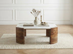 Torvi - Square Coffee Table Torvi Marble Top And Solid Mango Wood Legs