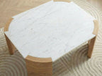 Torvi - Torvi Square Coffee Table with Marble Top and Solid Acacia Wood Legs