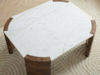 Torvi - Square Coffee Table Torvi Marble Top And Solid Mango Wood Legs
