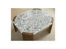 Torvi - Table Basse Carrée - Plateau Terrazzo Et Pieds Bois Massif De Manguier