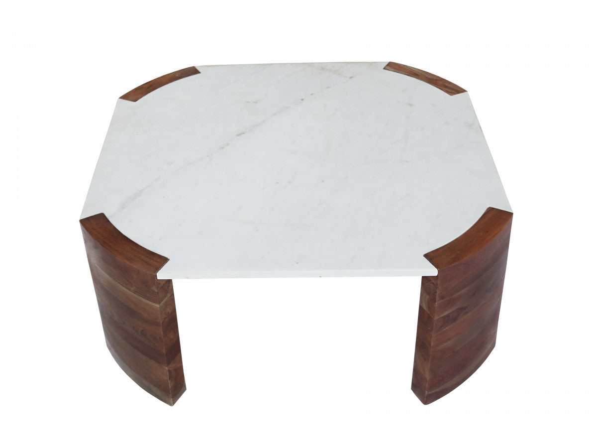 Torvi - Square Coffee Table Torvi Marble Top And Solid Mango Wood Legs