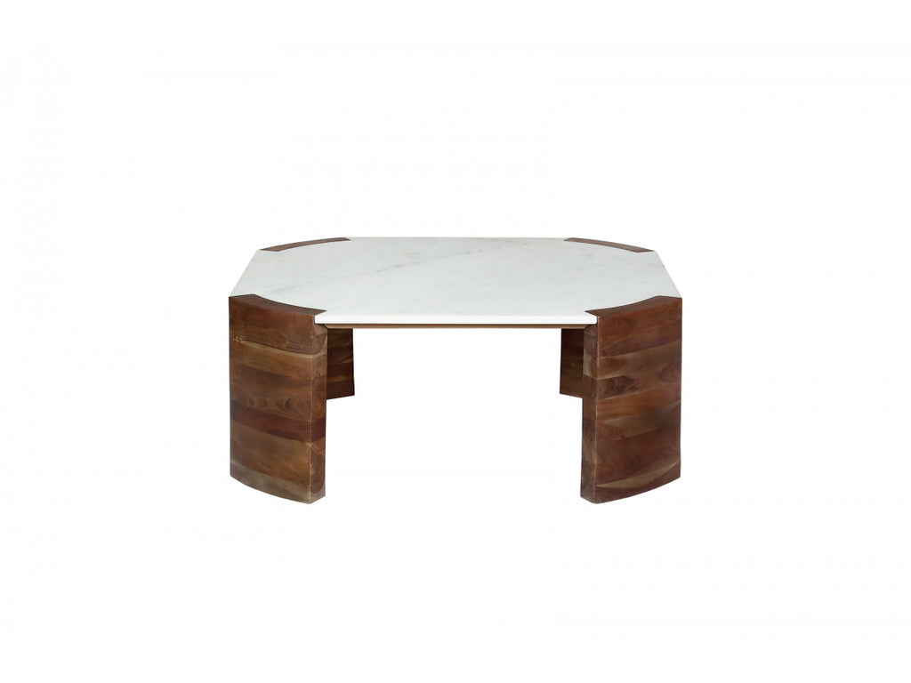 Torvi - Square Coffee Table Torvi Marble Top And Solid Mango Wood Legs