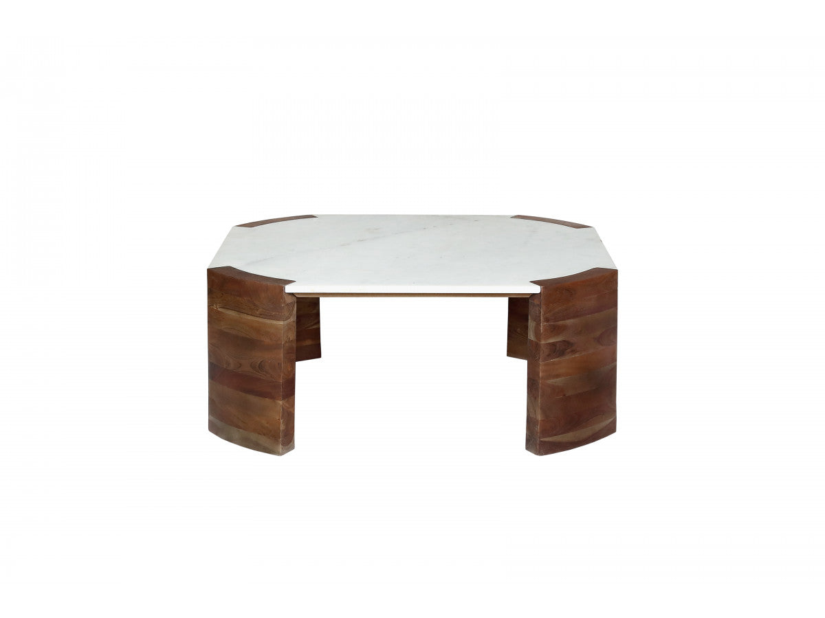 Torvi - Square Coffee Table Torvi Marble Top And Solid Mango Wood Legs