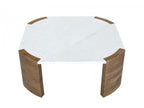 Torvi - Torvi Square Coffee Table with Marble Top and Solid Acacia Wood Legs