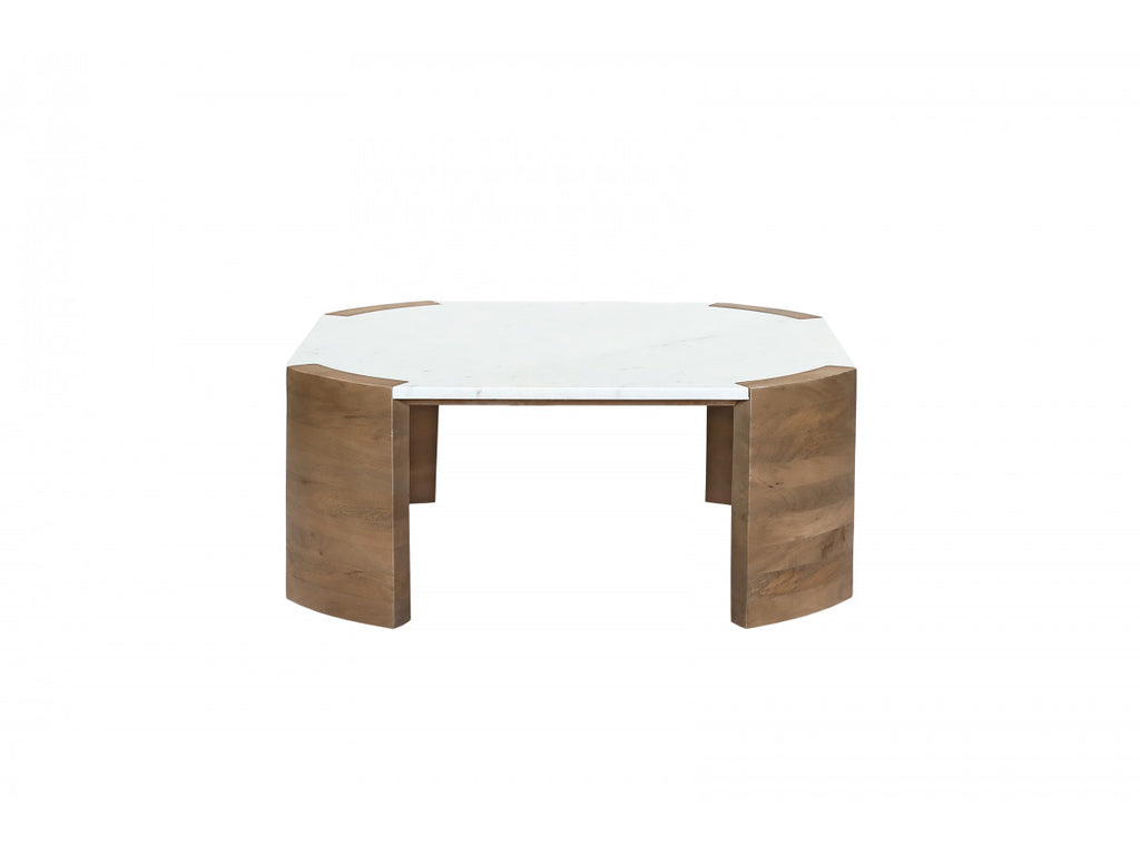 Torvi - Torvi Square Coffee Table with Marble Top and Solid Acacia Wood Legs