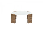 Torvi - Torvi Square Coffee Table with Marble Top and Solid Acacia Wood Legs