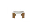 Torvi - Table Basse Carrée - Plateau Terrazzo Et Pieds Bois Massif De Manguier