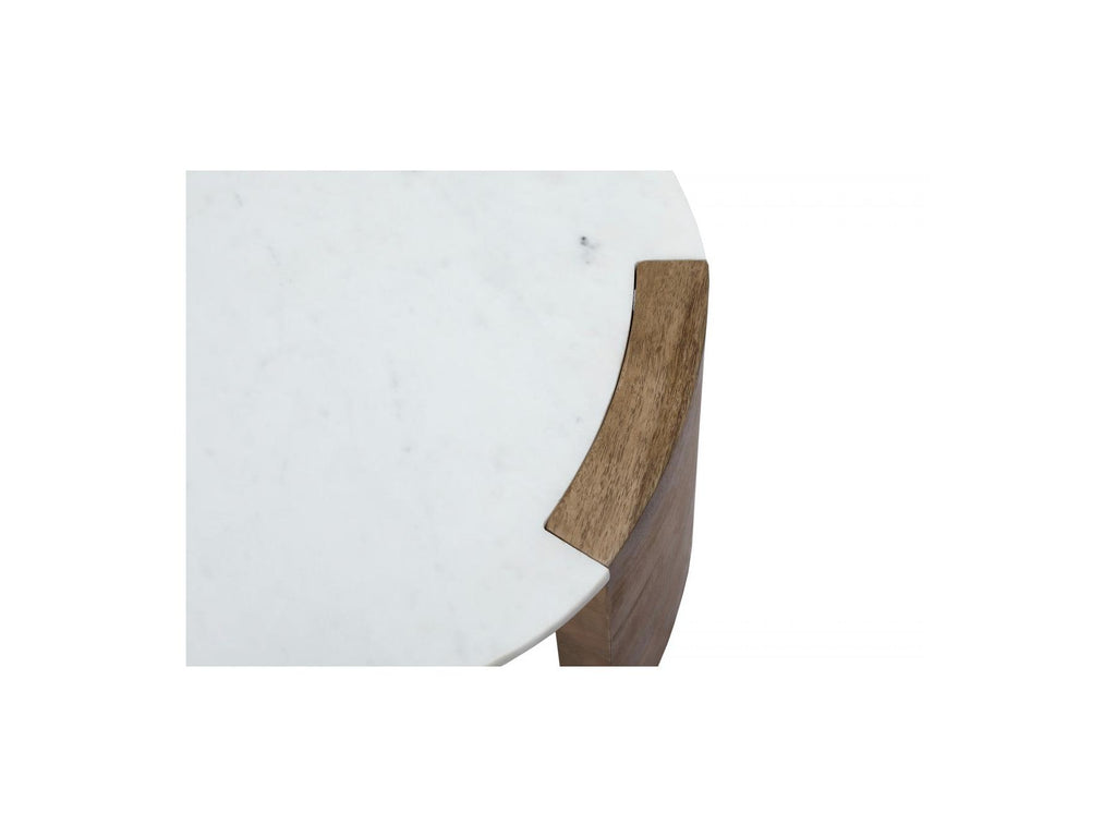 Torvi - Mesa de centro ovalada Torvi con tablero de mármol y patas de madera maciza de acacia