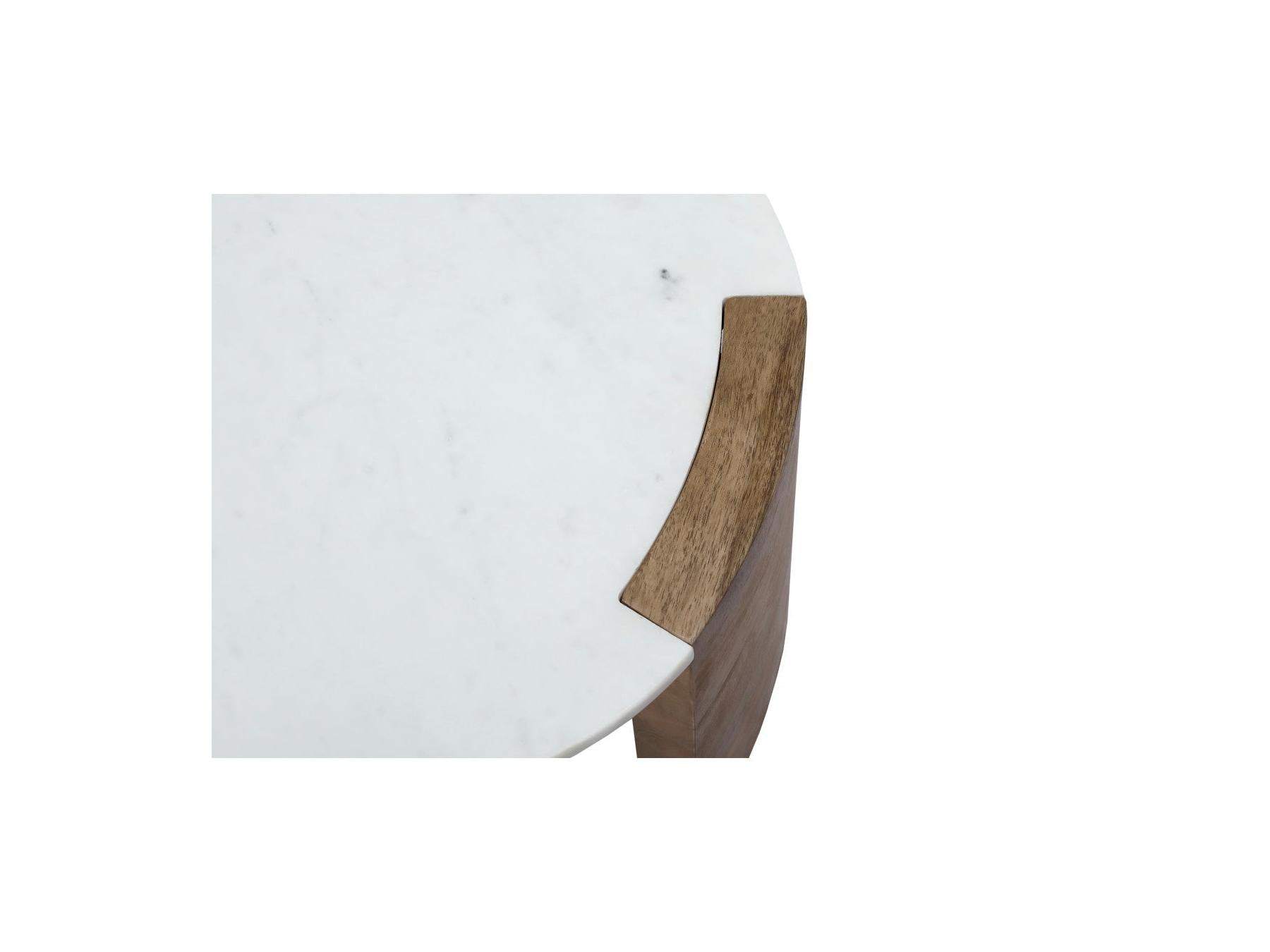 Torvi - Mesa de centro ovalada Torvi con tablero de mármol y patas de madera maciza de acacia