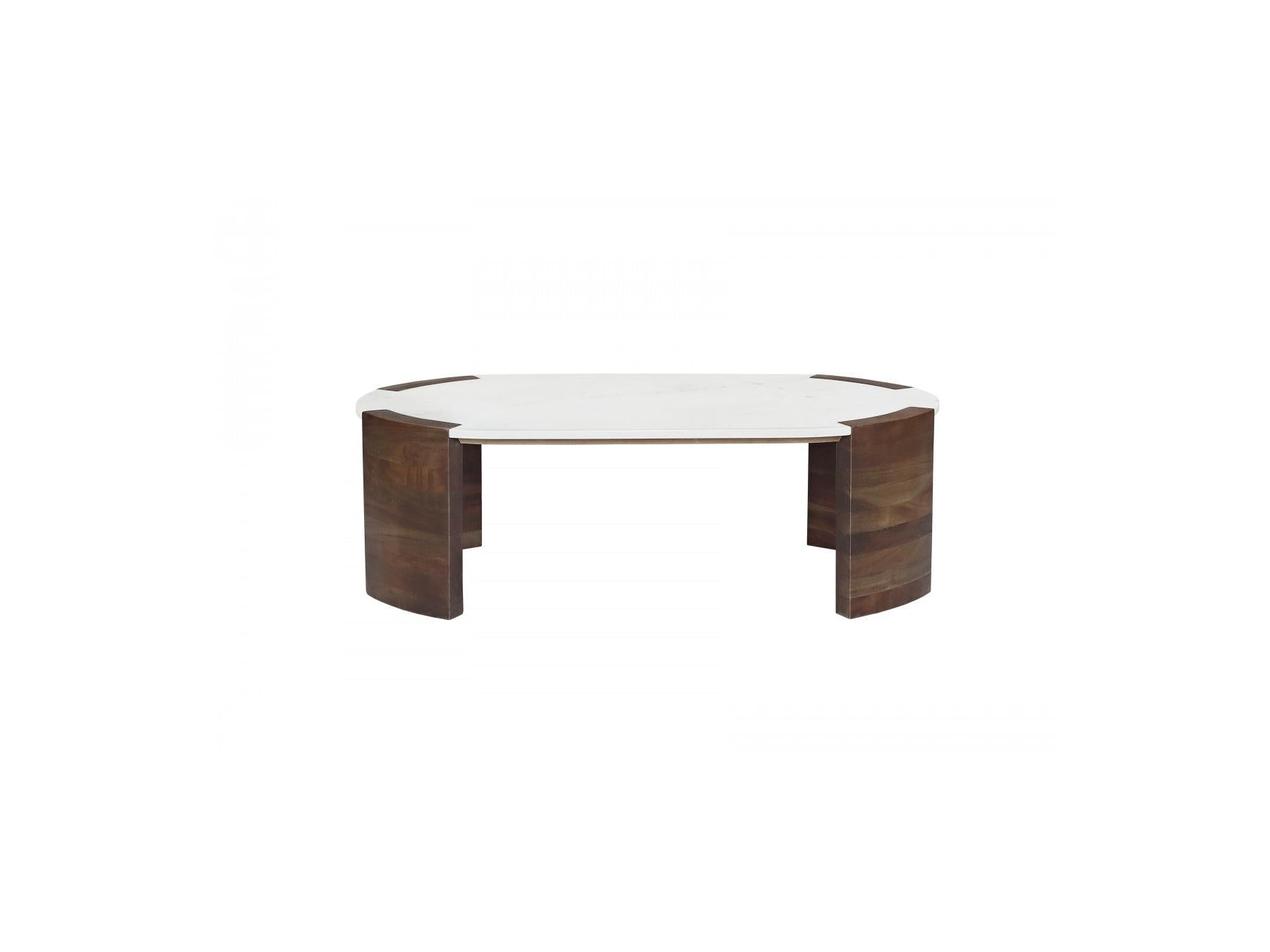 Torvi - Torvi Oval Coffee Table Marble Top And Solid Mango Wood Legs