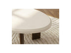 Arya - Table Basse Ovale 110 Cm Effet Travertin Et Pieds Bois Massif De Manguier