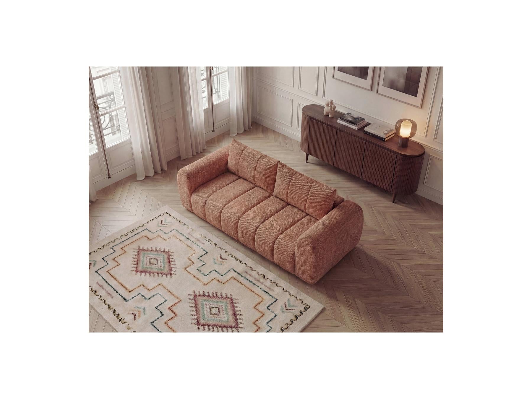 Nesty - Fixed Straight 3-Seater Sofa - Mottled Fabric
