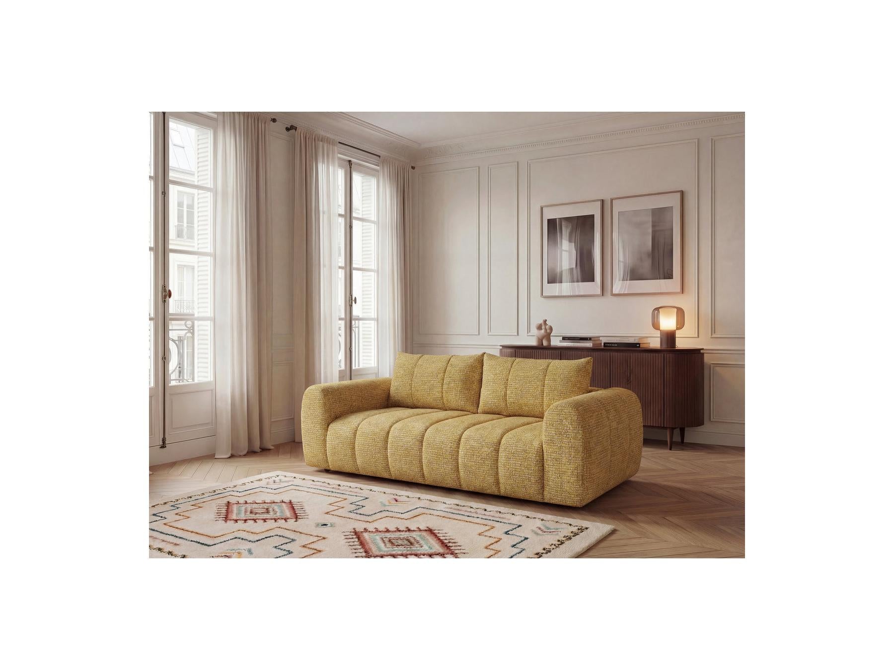 Nesty - Fixed Straight 3-Seater Sofa - Mottled Fabric