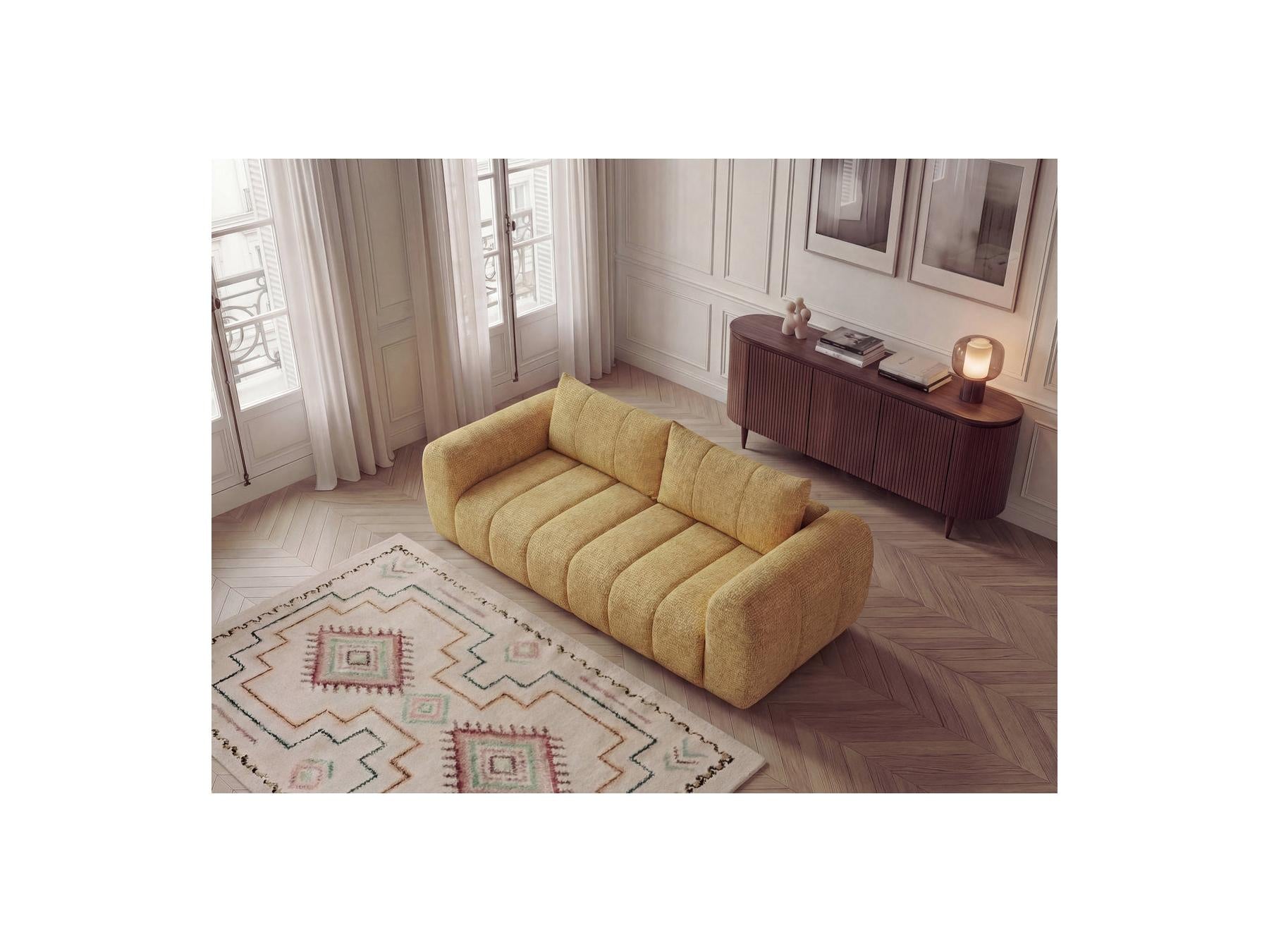 Nesty - Fixed Straight 3-Seater Sofa - Mottled Fabric