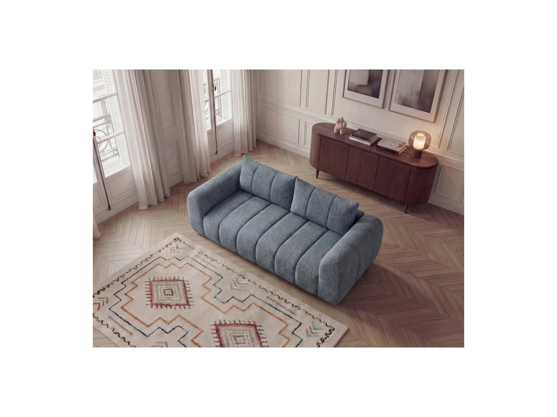 Nesty - Fixed Straight 3-Seater Sofa - Mottled Fabric
