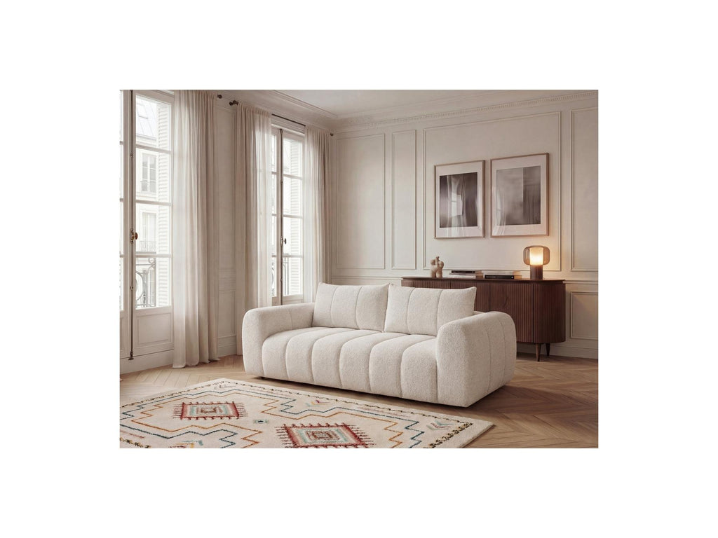 Nesty - Fixed Straight 3-Seater Sofa - Mottled Fabric