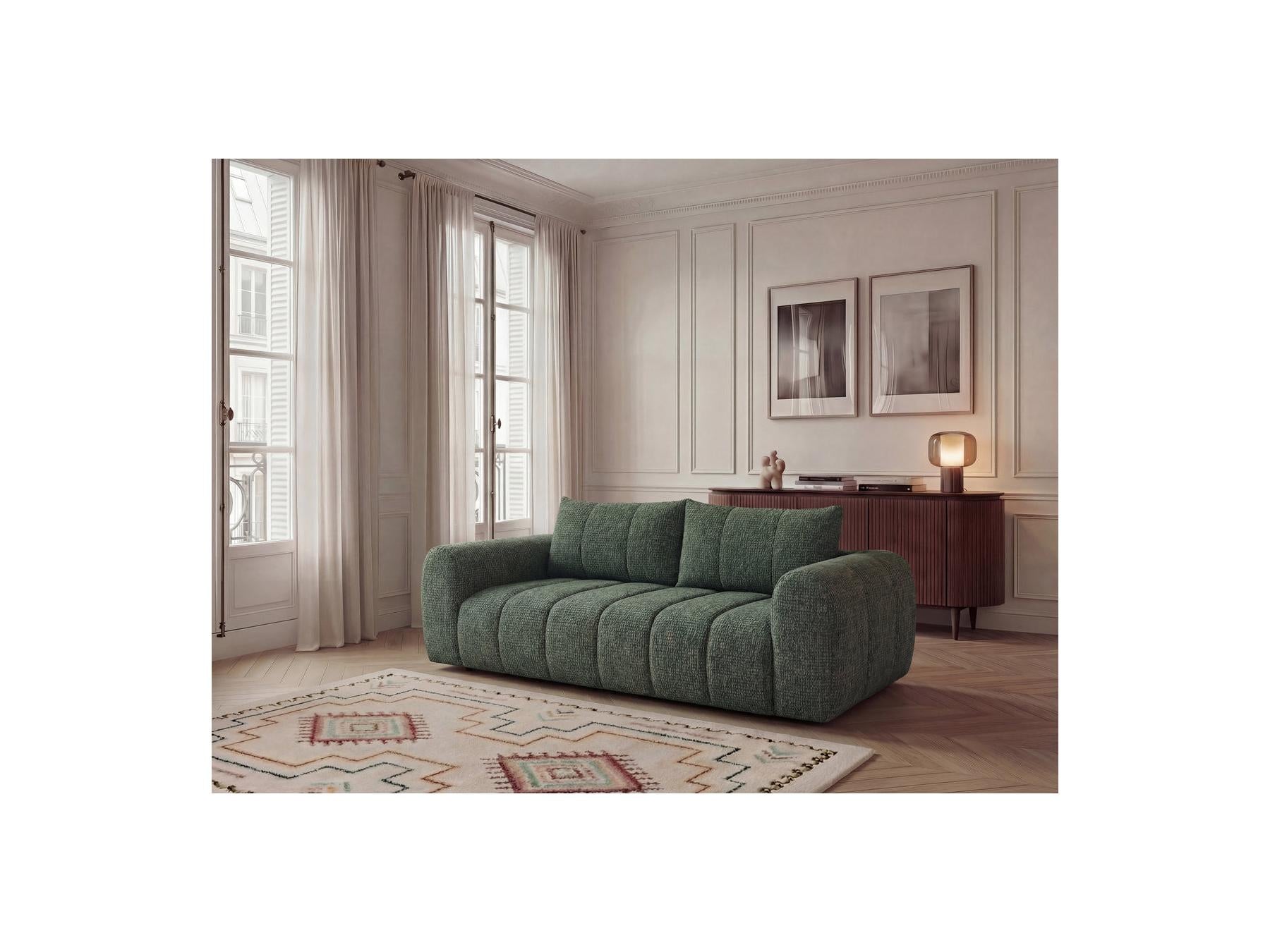 Nesty - Fixed Straight 3-Seater Sofa - Mottled Fabric