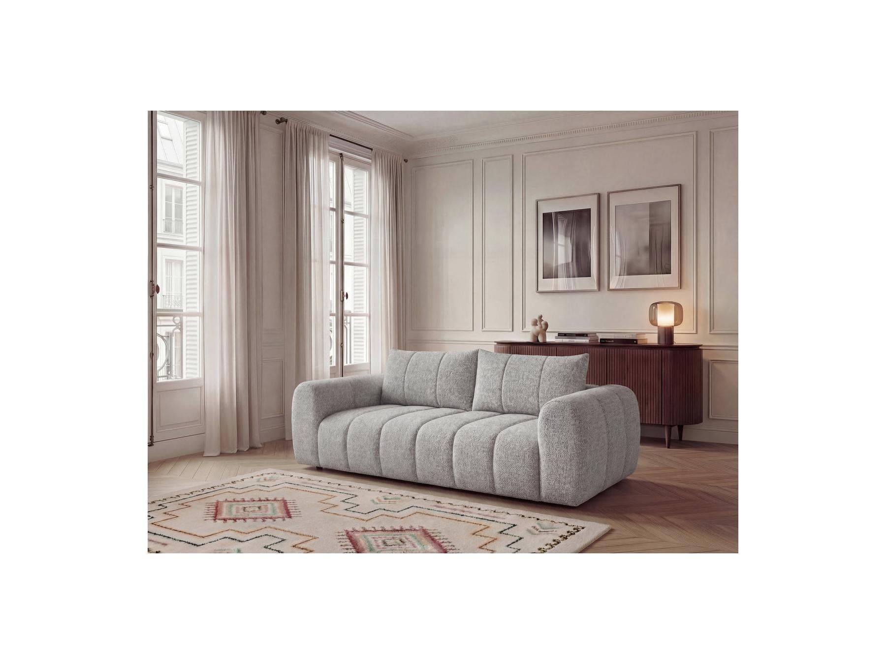 Nesty - Fixed Straight 3-Seater Sofa - Mottled Fabric