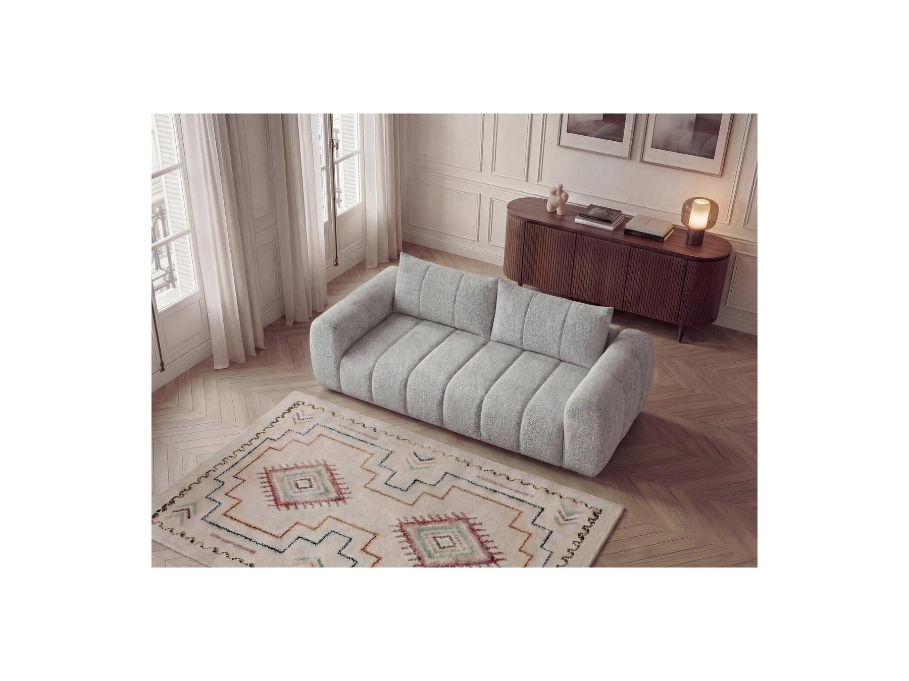 Nesty - Fixed Straight 3-Seater Sofa - Mottled Fabric
