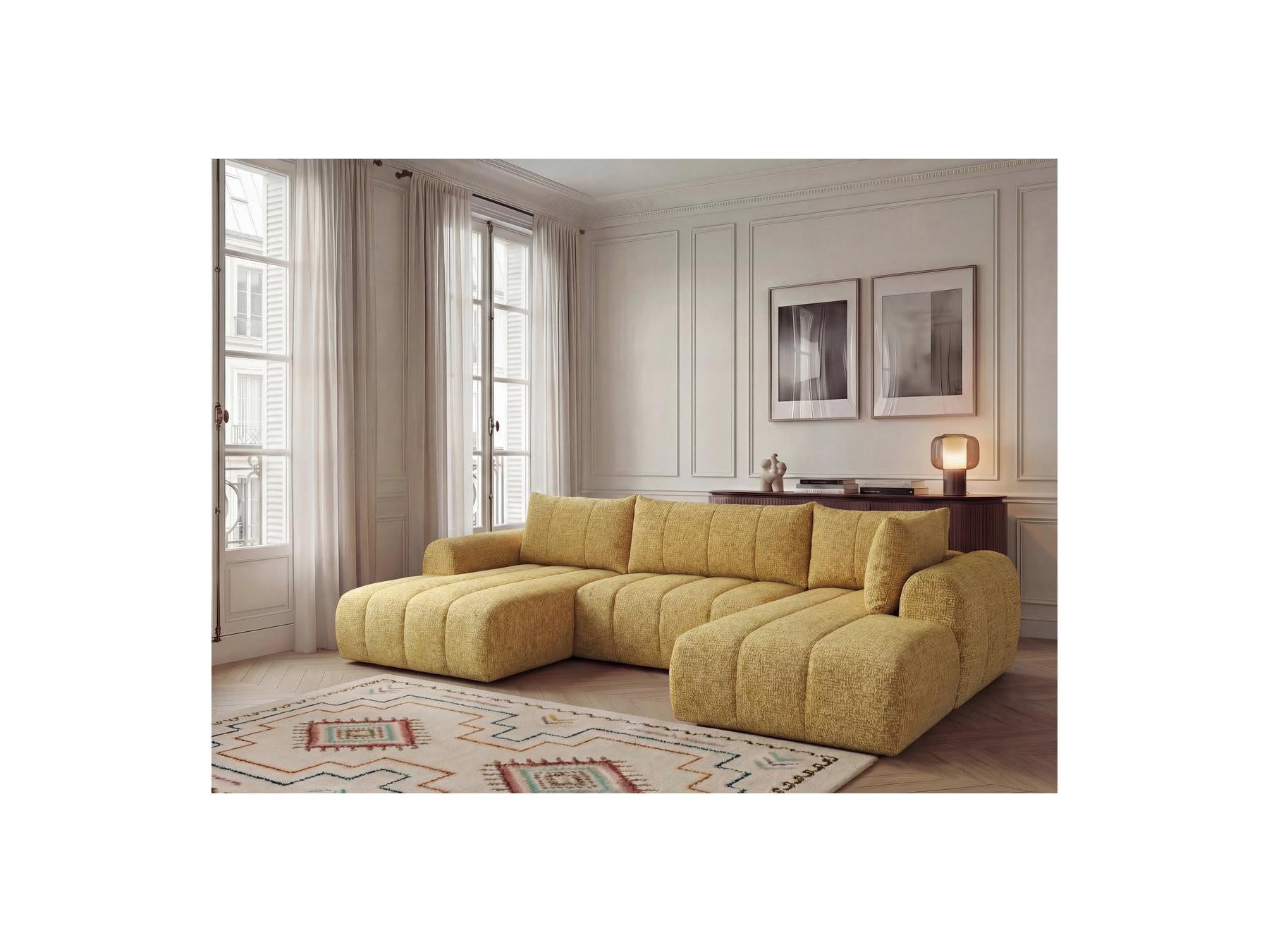Nesty - Fixed Panoramic Sofa - Textured Fabric - Left-Hand Corner