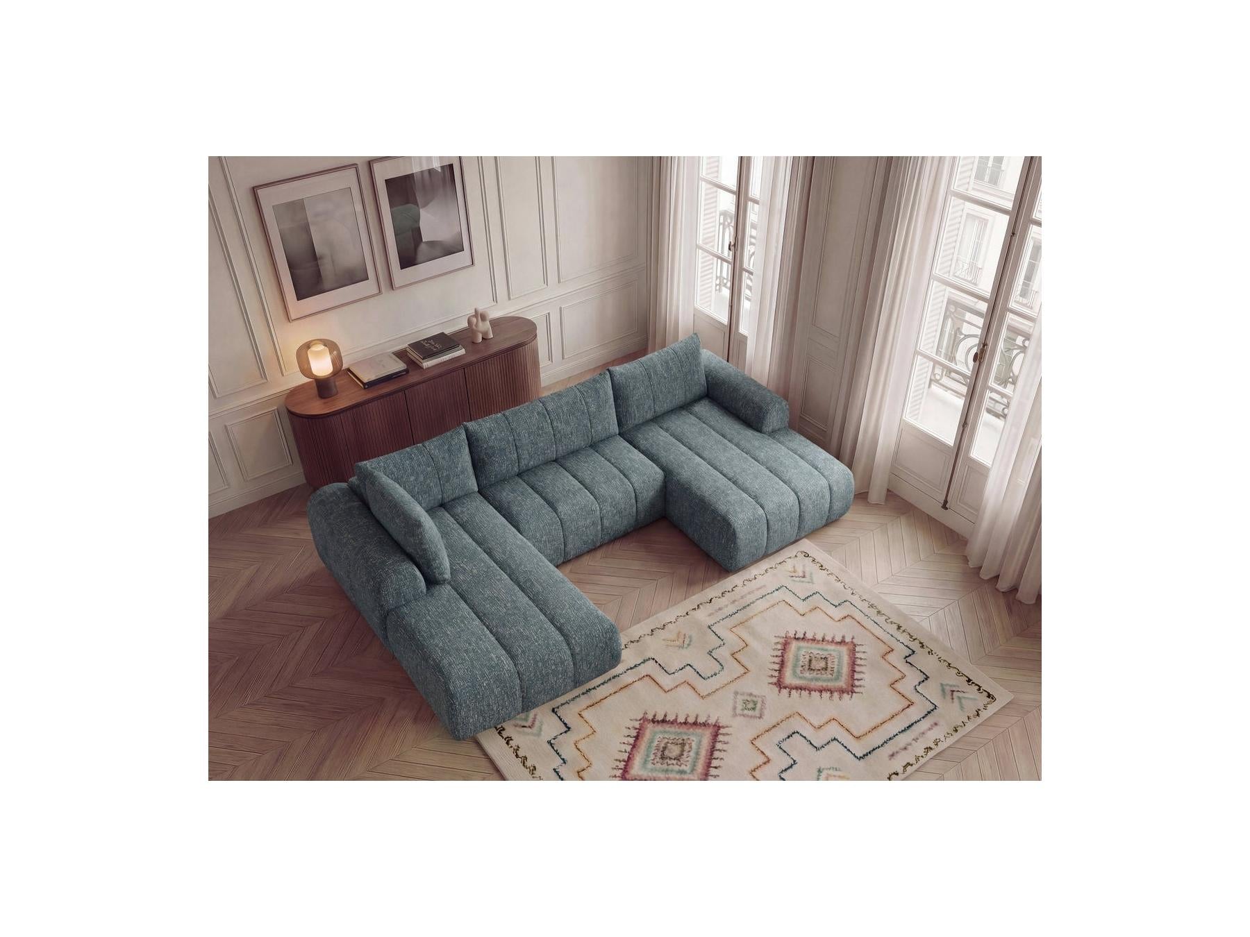 Nesty - Fixed Panoramic Sofa - Textured Fabric - Right-Hand Corner