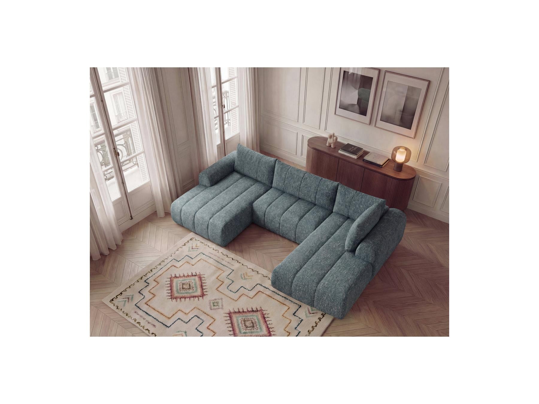 Nesty - Fixed Panoramic Sofa - Textured Fabric - Left-Hand Corner