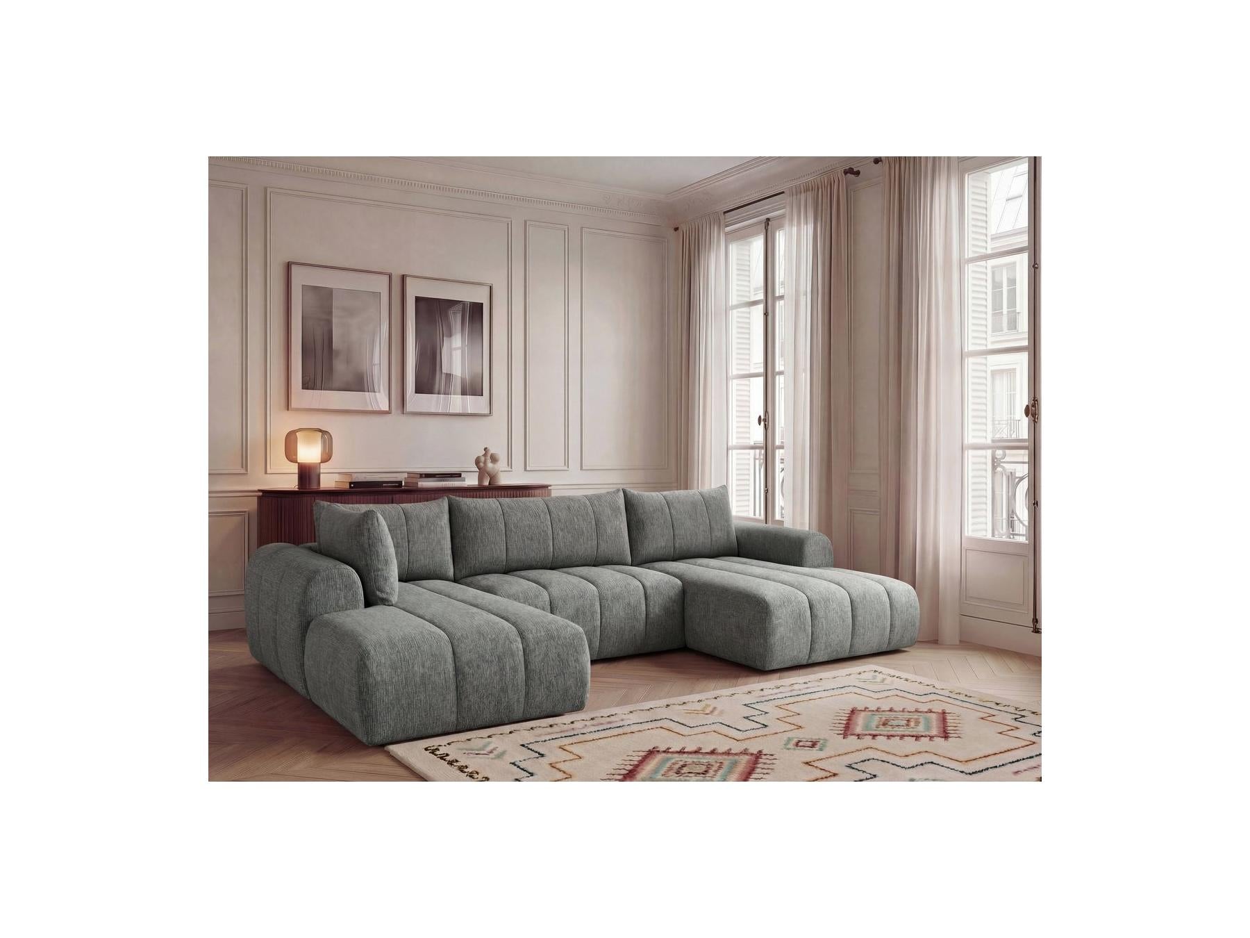 Nesty - Fixed Panoramic Sofa - Textured Fabric - Right-Hand Corner