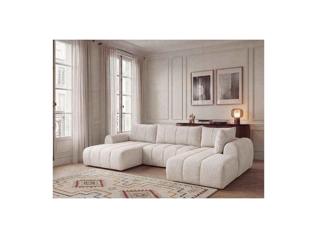 Nesty - Fixed Panoramic Sofa - Textured Fabric - Left-Hand Corner