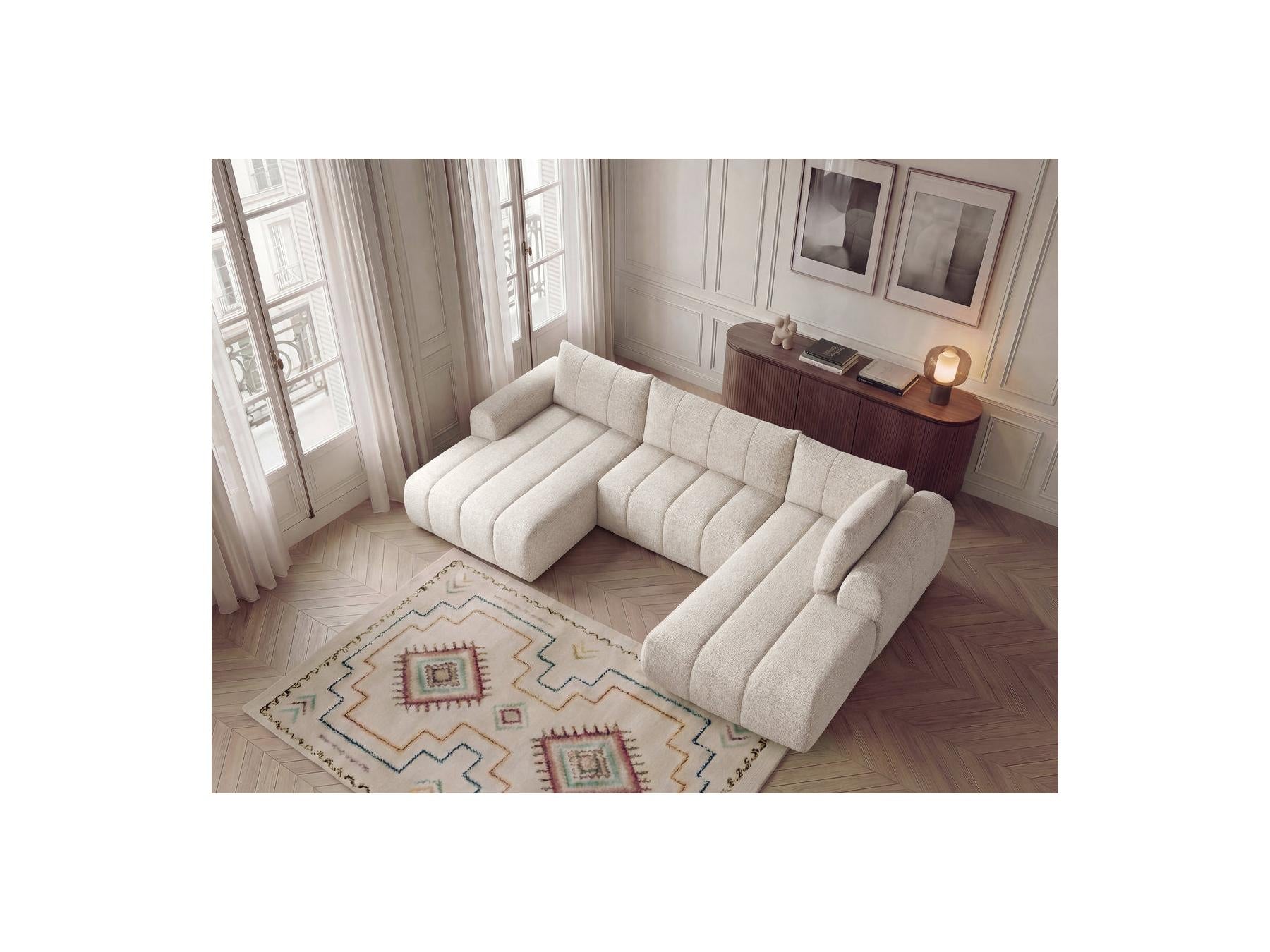 Nesty - Fixed Panoramic Sofa - Textured Fabric - Left-Hand Corner