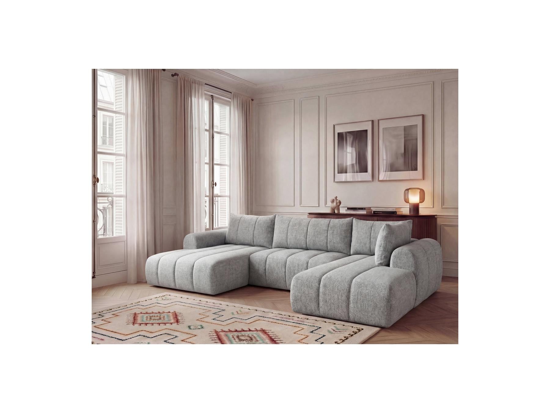 Nesty - Fixed Panoramic Sofa - Textured Fabric - Left-Hand Corner