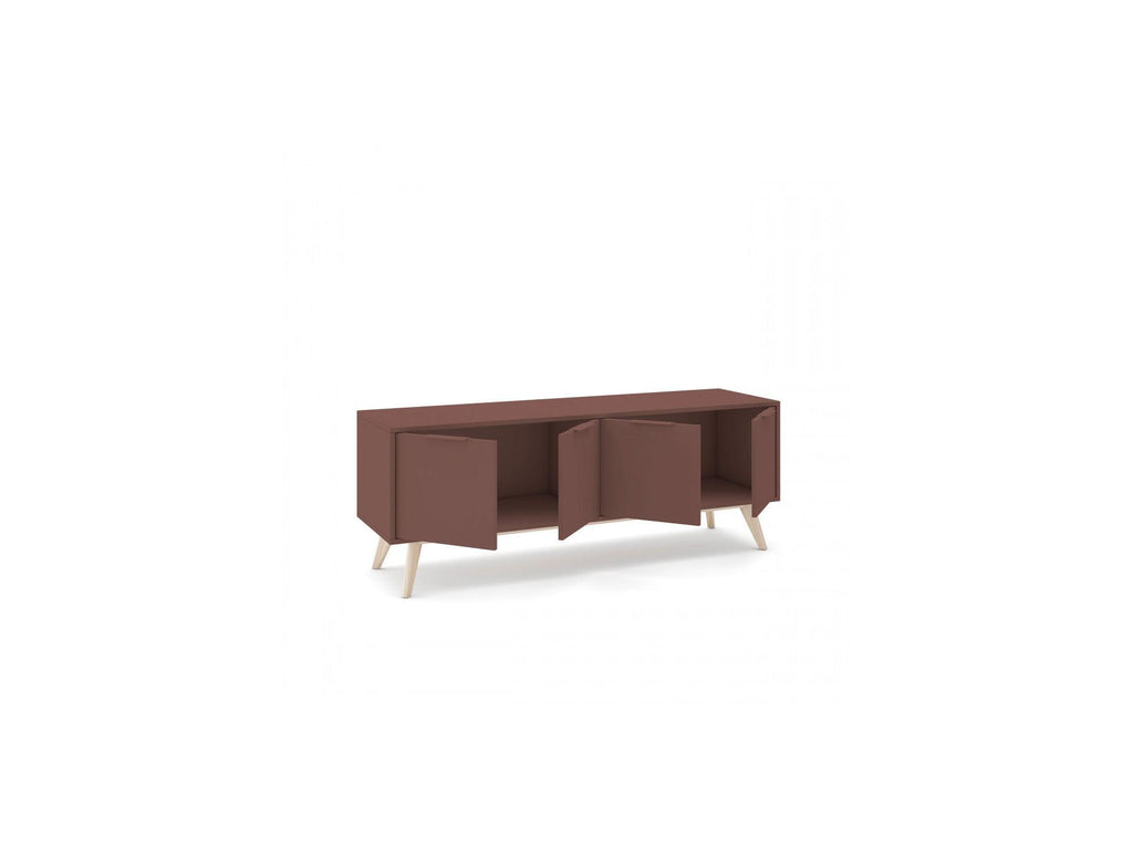 4-Door Capus Lacquered Pine TV Unit Terracotta