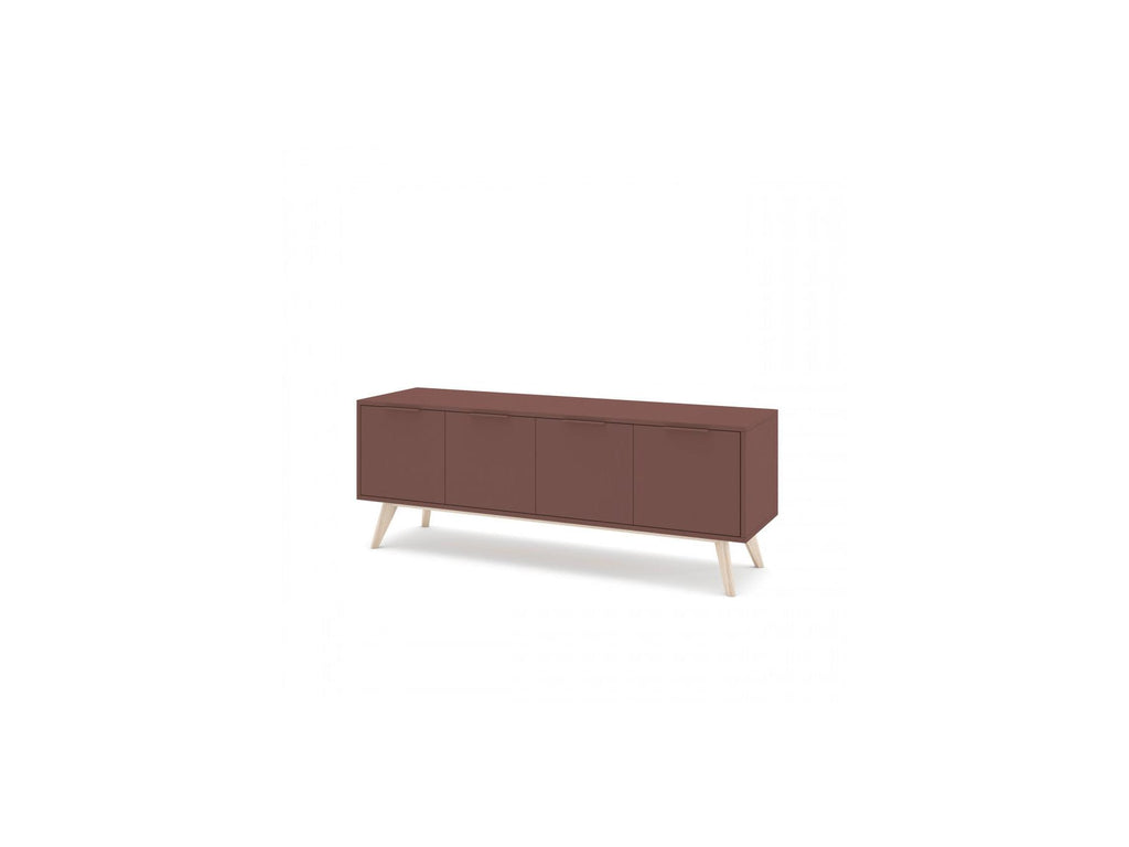 4-Door Capus Lacquered Pine TV Unit Terracotta