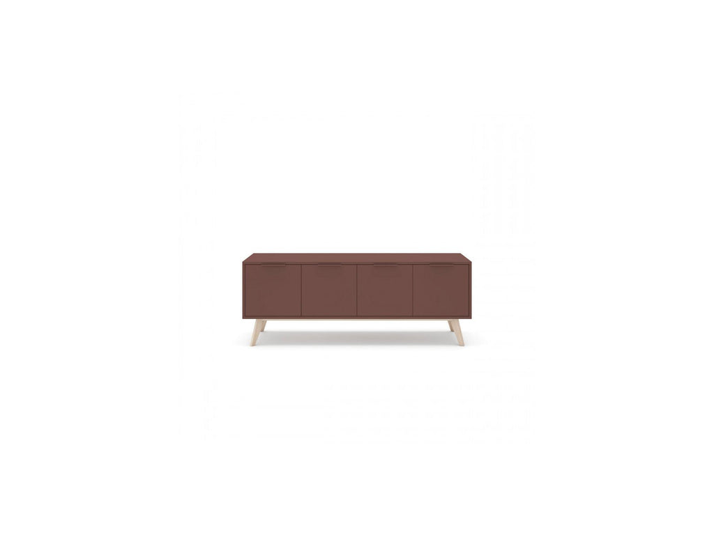 4-Door Capus Lacquered Pine TV Unit Terracotta