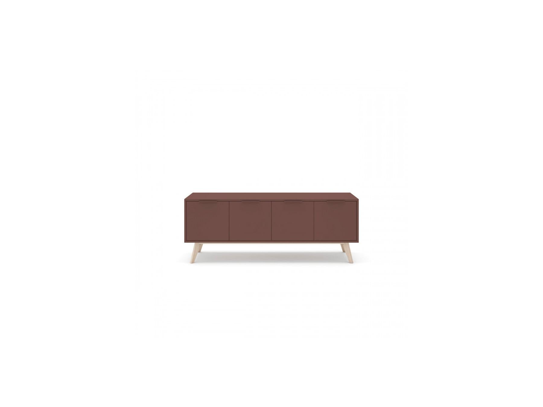 4-Door Capus Lacquered Pine TV Unit Terracotta